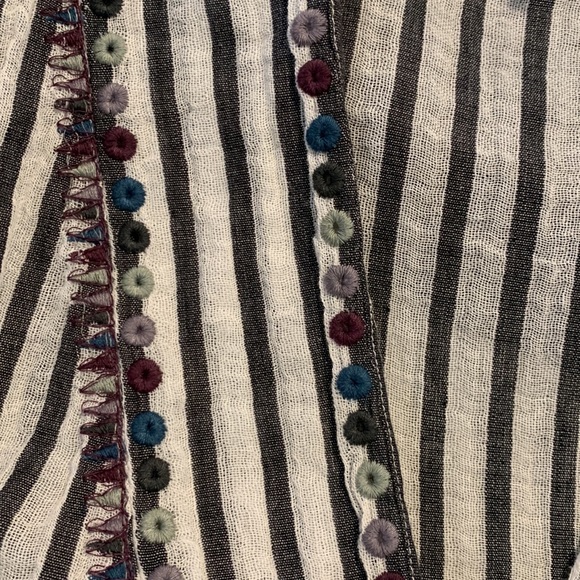 Free People Barcelona nights Striped Waist Tie Woven Blouse Size XSmall - Picture 3 of 9